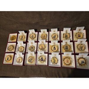 VTG 21 Hummel 24K Gold Plated Christmas Filigree Ornament Boxed Collection